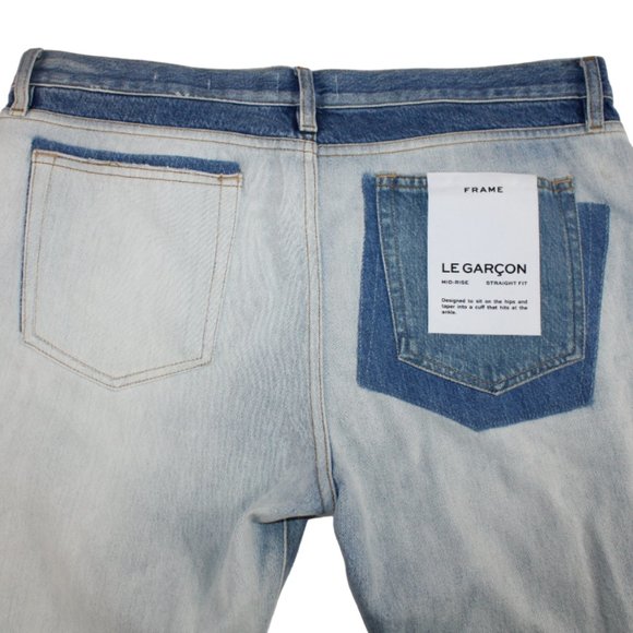 Frame Dinsmore Le Garcon Mix Media Blue Fade  Denim Mid Rise Straight, U… - Picture 9 of 9